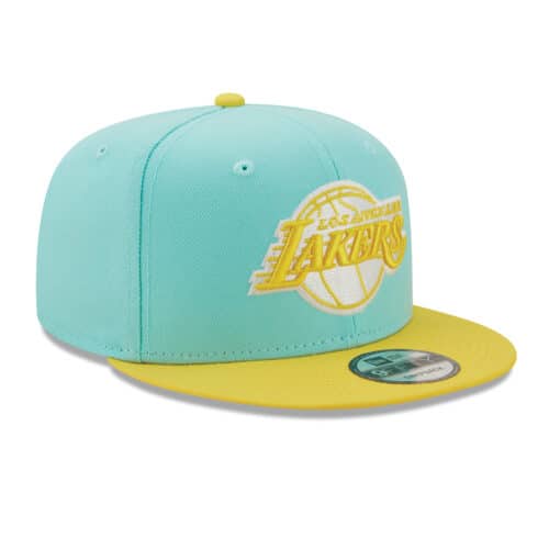 New Era 9Fifty Los Angeles Lakers Two Tone Color Pack Snapback Hat Aqua Yellow Right Front