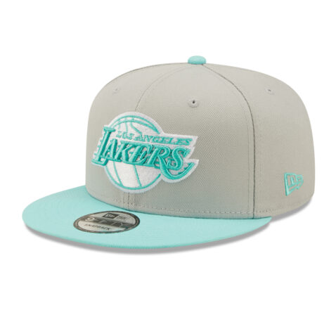 New Era 9Fifty Los Angeles Lakers Two Tone Color Pack Snapback Hat Grey Aqua Left Front