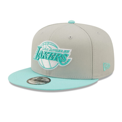 New Era 9Fifty Los Angeles Lakers Two Tone Color Pack Snapback Hat Grey Aqua New Era 9Fifty Los Angeles Lakers Two Tone Color Pack Snapback Hat Grey Aqua Left Front