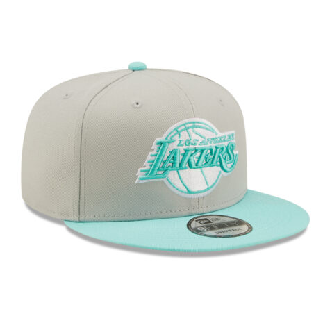 New Era 9Fifty Los Angeles Lakers Two Tone Color Pack Snapback Hat Grey Aqua Right Front