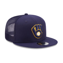 New Era 9Fifty Milwaukee Brewers Trucker Snapback Hat On Field Team Color