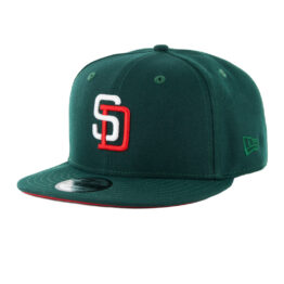 New Era x Billion Creation 9Fifty San Diego Padres Meridian Snapback Hat Dark Green White Scarlet Red
