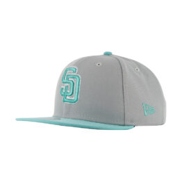 New Era 9Fifty Youth San Diego Padres 2-Tone Color Pack Snapback Hat Light Grey Turquoise Front Left