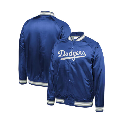 Mitchell & Ness Lightweight Los Angeles Dodgers Jacket Royal Front Back