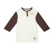 Mitchell & Ness San Diego Padres Icon Henley T-Shirt Cream Brown Front
