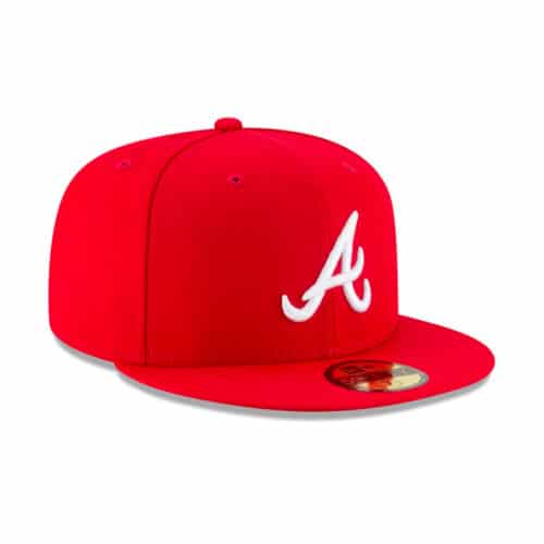 New Era 59Fifty Atlanta Braves Scarlet Red White Fitted Hat RIgth Front