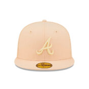 New Era 59Fifty Atlanta Braves State Fruit Georgia Peach Energy Collection Peach Fitted Hat Front