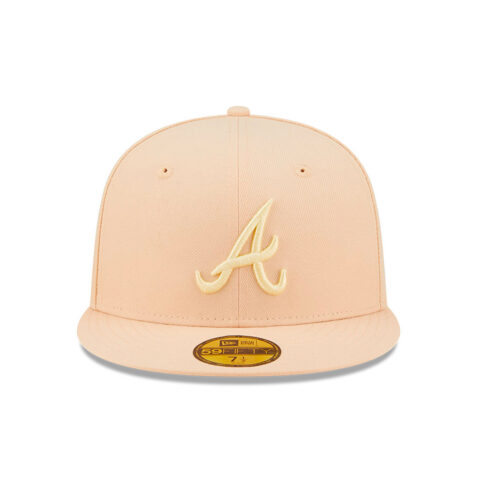New Era 59Fifty Atlanta Braves State Fruit Georgia Peach Energy Collection Peach Fitted Hat Front
