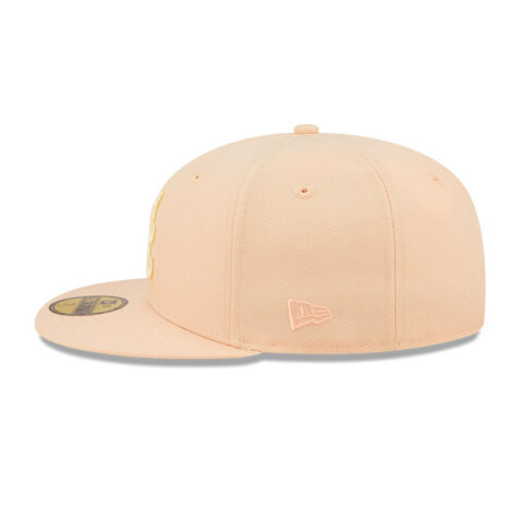 New Era 59Fifty Atlanta Braves State Fruit Georgia Peach Energy Collection Peach Fitted Hat Left