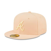 New Era 59Fifty Atlanta Braves State Fruit Georgia Peach Energy Collection Peach Fitted Hat Left Front