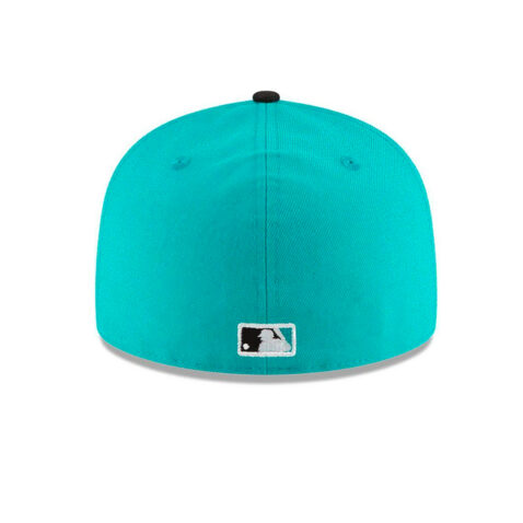 New Era 59Fifty Florida Marlins Cooperstown 1997 World Series Side Patch Fitted Hat Teal Blue Black Back