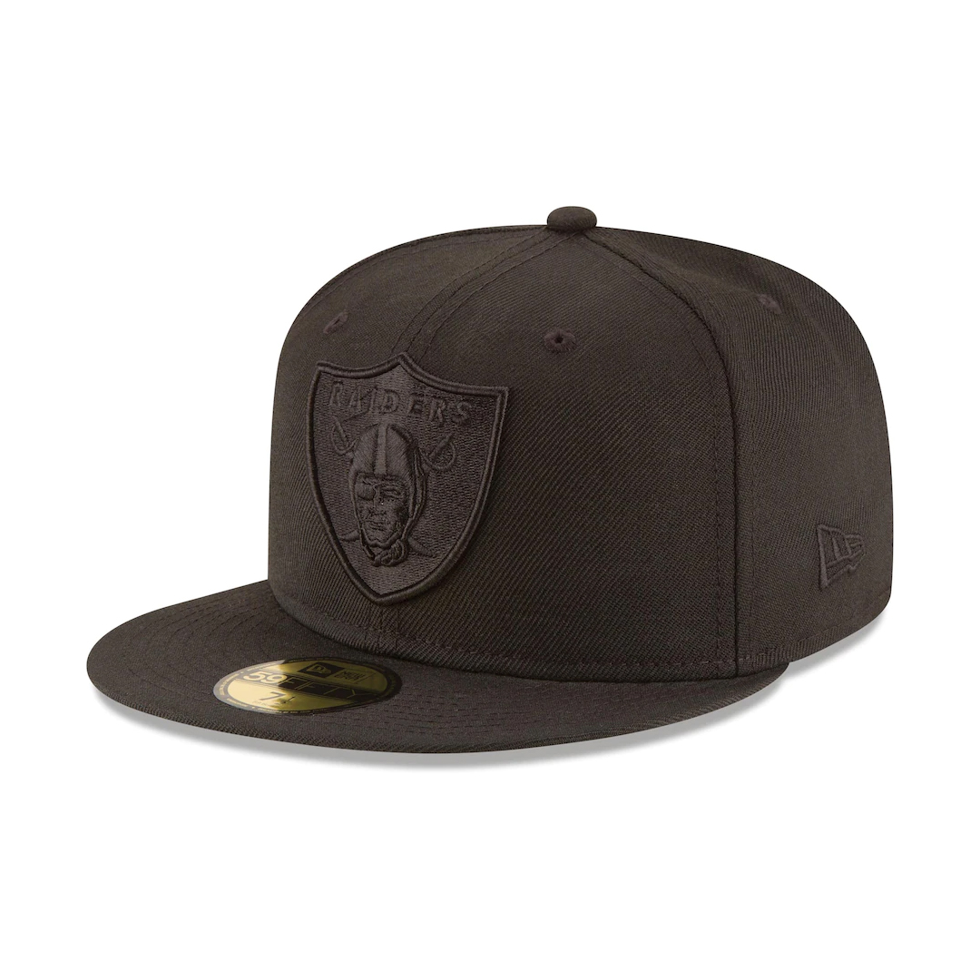 New Era 59Fifty Las Vegas Raiders Blackout Fitted Hat Black on Black ...