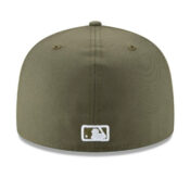 New Era 59Fifty Los Angeles Dodgers New Olive Green White Fitted Hat Back