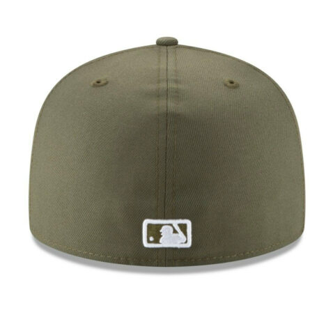 New Era 59Fifty Los Angeles Dodgers New Olive Green White Fitted Hat Back