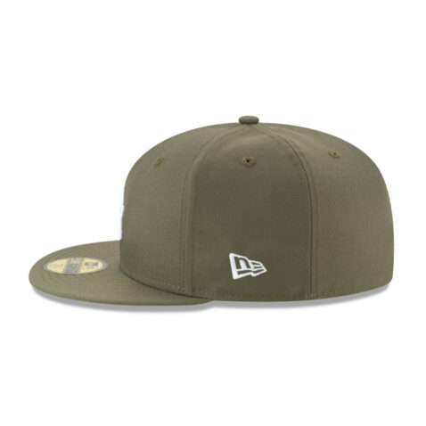 New Era 59Fifty Los Angeles Dodgers New Olive Green White Fitted Hat Left