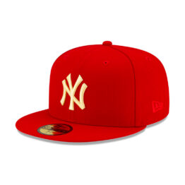 New Era 59Fifty New York Yankees State Fruit Apple Energy Collection Scarlet Red Fitted Hat Left Front