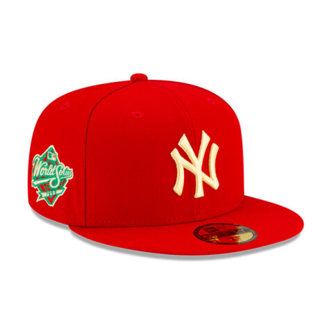 New Era 59Fifty New York Yankees State Fruit Apple Energy Collection Scarlet Red Fitted Hat Right Front