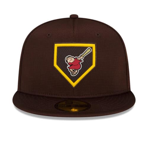 New Era 59Fifty San Diego Padres Official 2022 Clubhouse Fitted Hat Burnt Wood Brown Front