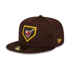 New Era 59Fifty San Diego Padres Official 2022 Clubhouse Fitted Hat Burnt Wood Brown Left Front