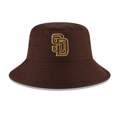 New Era San Diego Padres Batting Practice 2022 Bucket Hat Burnt Wood Brown Front