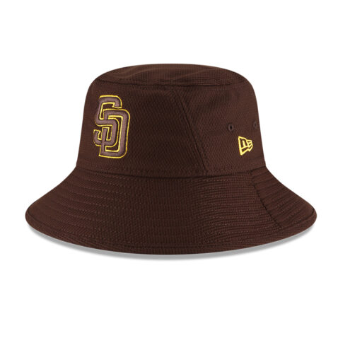 New Era San Diego Padres Batting Practice 2022 Bucket Hat Burnt Wood Brown Left Front