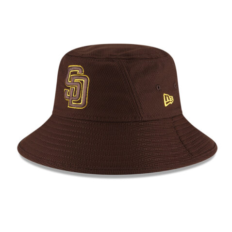 New Era San Diego Padres 2023 Batting Practice Bucket Hat Burnt Wood Brown New Era San Diego Padres Batting Practice 2022 Bucket Hat Burnt Wood Brown Left Front