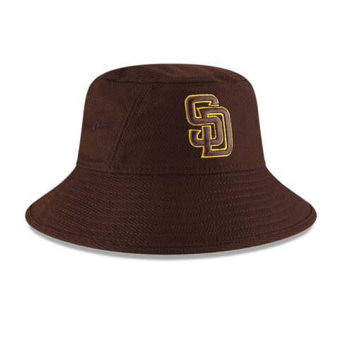 New Era San Diego Padres Batting Practice 2022 Bucket Hat Burnt Wood Brown Rigth Front