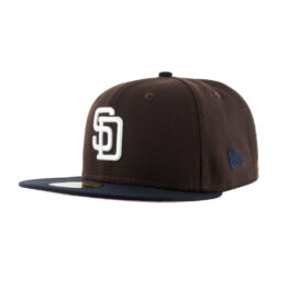 New Era x Billion Creation x Rally Caps 59Fifty San Diego Padres Blue Suits Fitted Hat Burnt Wood Brown Dark Navy