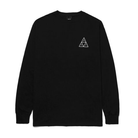HUF Essentials Triple Triangle Long Sleeve T-Shirt Black Front