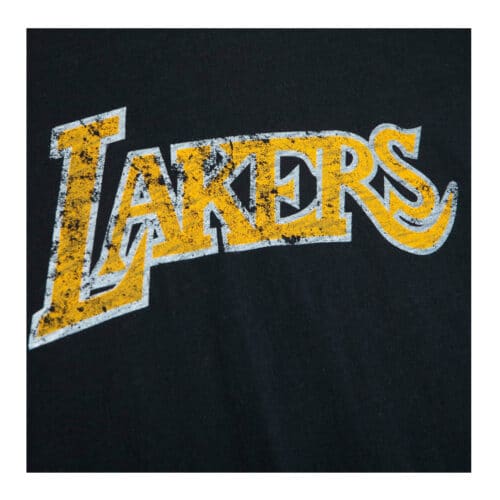 Mitchell & Ness Legendary Slub Los Angeles Lakers Short Sleeve T-Shirt Black Logo Close Up