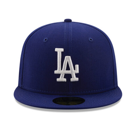 New Era 59Fifty Los Angeles Dodgers Logo History 1981 Fitted Hat Dark Royal Blue Front