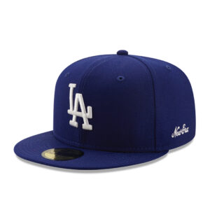 New Era 59Fifty Los Angeles Dodgers Logo History 1981 Fitted Hat Dark Royal Blue