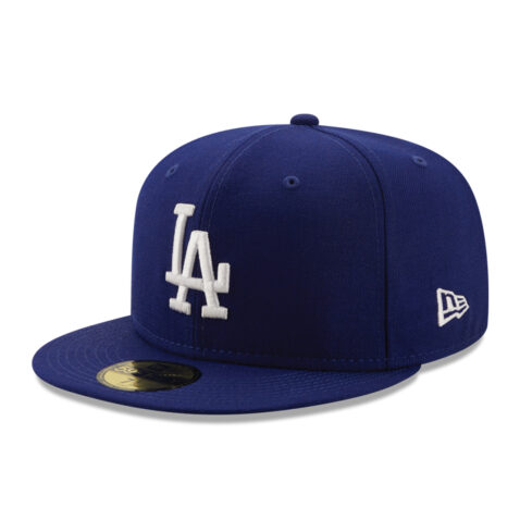 New Era 59Fifty Los Angeles Dodgers Logo History 2020 Fitted Hat Dark Royal Blue Left Front