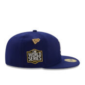 New Era 59Fifty Los Angeles Dodgers Logo History 2020 Fitted Hat Dark Royal Blue Right