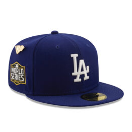 New Era 59Fifty Los Angeles Dodgers Logo History 2020 Fitted Hat Dark Royal Blue