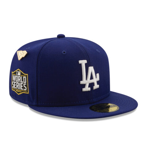 New Era 59Fifty Los Angeles Dodgers Logo History 2020 Fitted Hat Dark Royal Blue Right Front