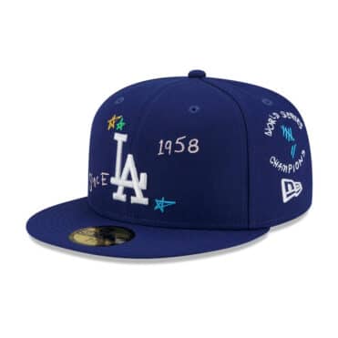 New Era 59Fifty Los Angeles Dodgers Scribble Fitted Hat Dark Royal Blue