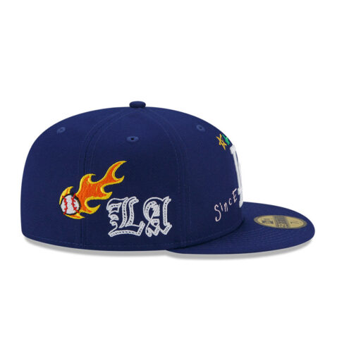 New Era 59Fifty Los Angeles Dodgers Scribble Fitted Hat Dark Royal Blue Right