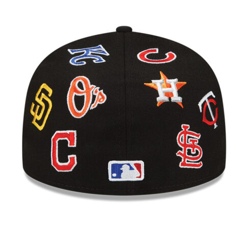 New Era 59Fifty MLB All Over Logo Fitted Hat Black Back