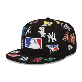 New Era 59Fifty MLB All Over Logo Fitted Hat Black Left Front