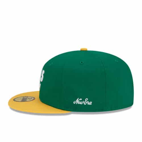 New Era 59Fifty Oakland Athletics Logo History 1973 Fitted Hat Kelly Green Left