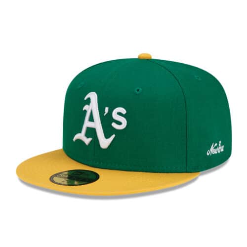 New Era 59Fifty Oakland Athletics Logo History 1973 Fitted Hat Kelly Green Left Front