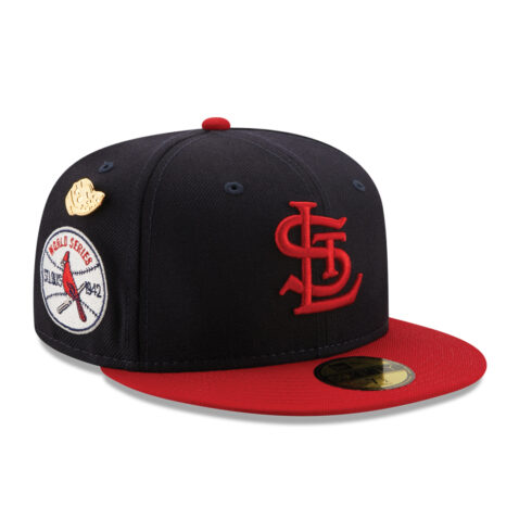 New Era 59Fifty St. Louis Cardinals Logo History 1942 Fitted Hat Dark Navy Right Left