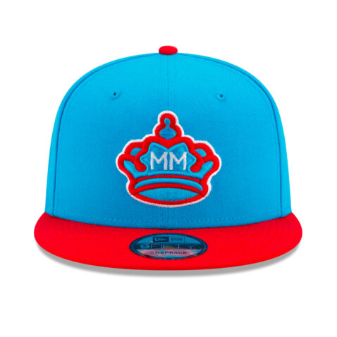 New Era 9Fifty Miami Marlins City Connect 2021 Snapback Hat Blue Red Front