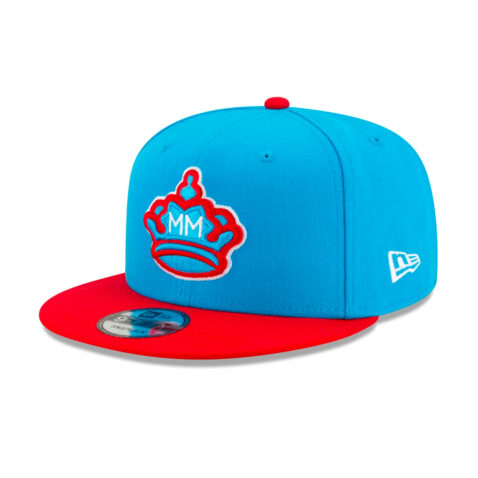 New Era 9Fifty Miami Marlins City Connect 2021 Snapback Hat Blue Red Left Front