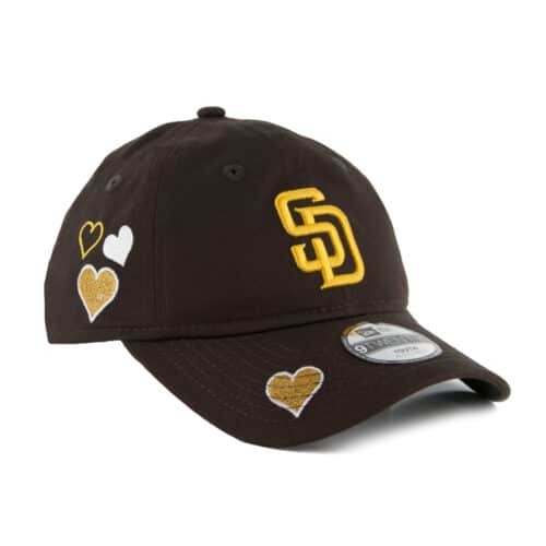 New Era 9Twenty San Diego Padres Heartvize Kids Strapback Hat Burnt Wood Brown Right Front
