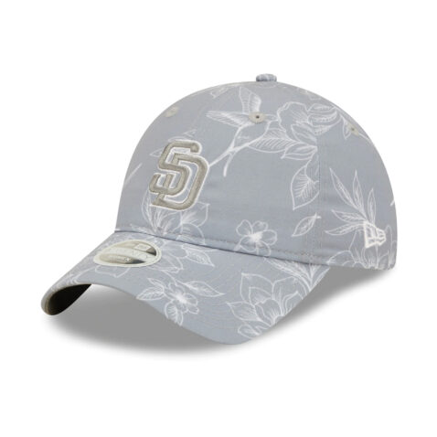 New era 9Twenty San Diego Padres Womens Botanic Strapback Hat Grey Left Front