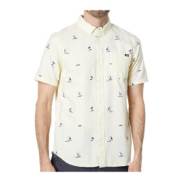 Vans Houser Short Sleeve Buttondown Shirt Pale Banana Castaway Ditsy Front