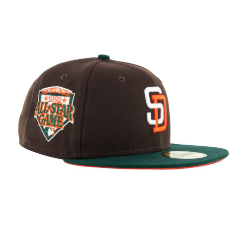 New Era x Billion Creation X Rally Caps 59Fifty San Diego Padres Oompa Loompa Fitted Hat Two Tone Burnt Wood Brown Dark Green 2