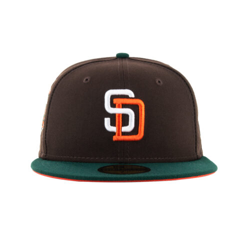 New Era x Billion Creation X Rally Caps 59Fifty San Diego Padres Oompa Loompa Fitted Hat Two Tone Burnt Wood Brown Dark Green 5